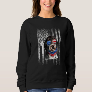 Labradoodle Dog American Flag Patriotic Pets 4th Sweatshirt