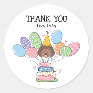 Labradoodle Dog Birthday Party Favour Tags Sticker