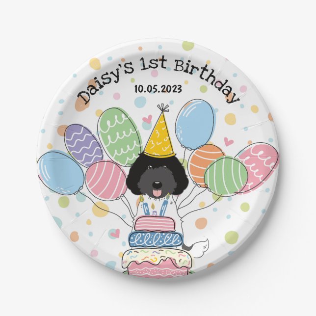 Labradoodle Dog Birthday Party Paper Plates (Front)