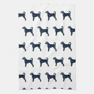 Labradoodle Dog Breed Silhouette Black Watercolor Tea Towel