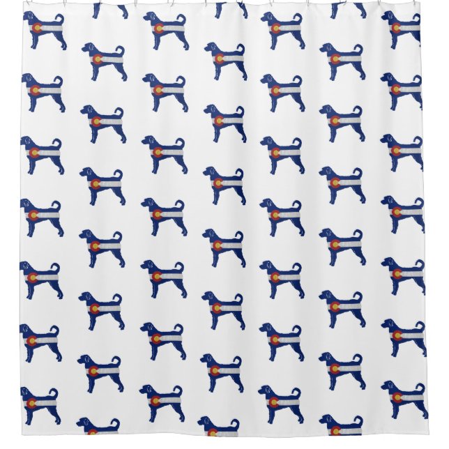 Labradoodle Dog Breed Silhouette Colorado Flag Shower Curtain (Front)