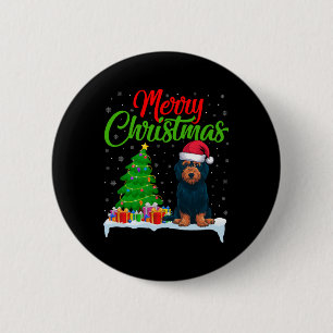Labradoodle Dog Christmas Tree Lights Funny Xmas D 6 Cm Round Badge
