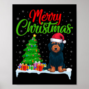 Labradoodle Dog Christmas Tree Lights Funny Xmas D Poster
