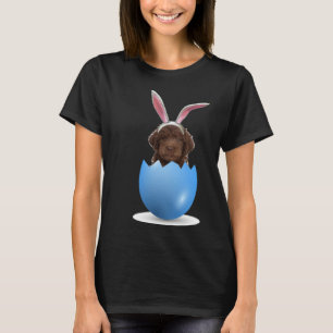 Labradoodle Dog Easter Bunny Colored Egg Hunting S T-Shirt