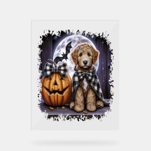 Labradoodle Dog Halloween Square Acrylic Sign