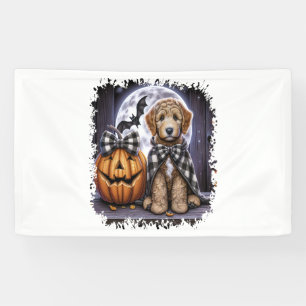 Labradoodle Dog Halloween Square Banner