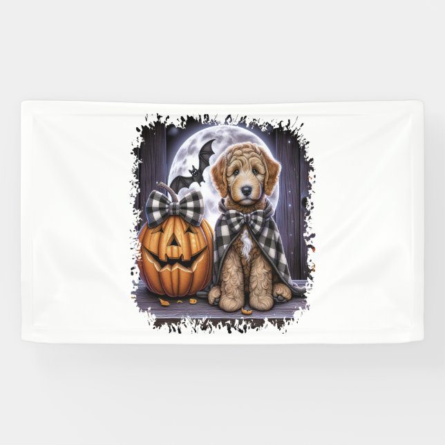 Labradoodle Dog Halloween Square Banner (Horizontal)
