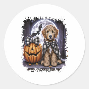 Labradoodle Dog Halloween Square Classic Round Sticker