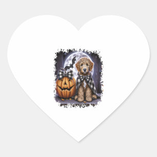 Labradoodle Dog Halloween Square Heart Sticker