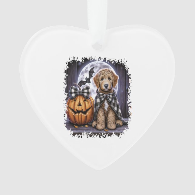 Labradoodle Dog Halloween Square Ornament (Front)