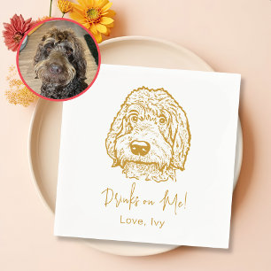 Labradoodle Dog Hand Drawing Personalised Napkin