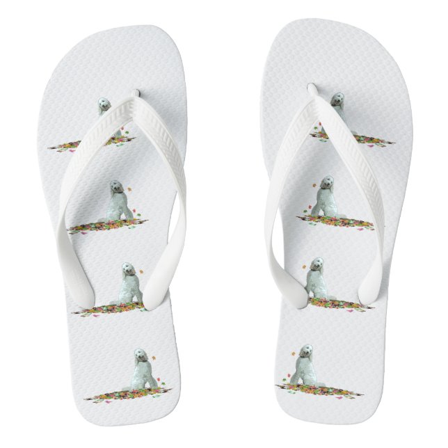 Labradoodle Dog In Leaves Flip Flops (Footbed)