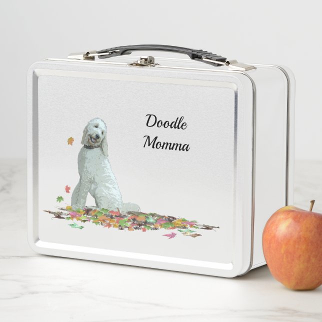 Labradoodle Dog In Leaves Lunch Box (In Situ)