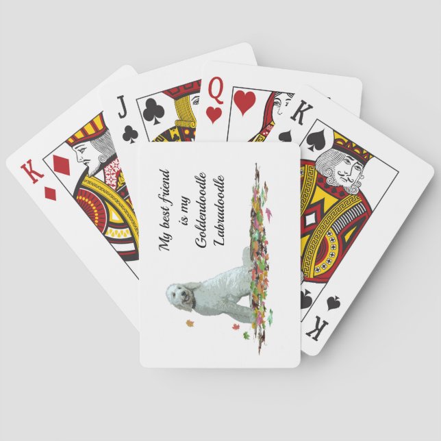 Labradoodle Dog In Leaves Playing Cards (Back)
