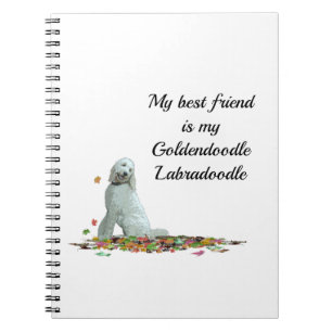 Labradoodle Dog In Leaves Spiral Notebook