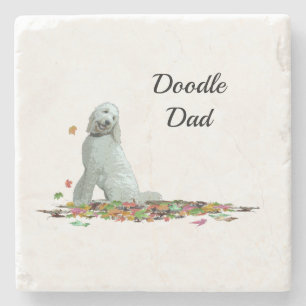 Labradoodle Dog In Leaves Stone Coaster