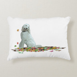 Labradoodle Dog In Leaves Throw Pillow
