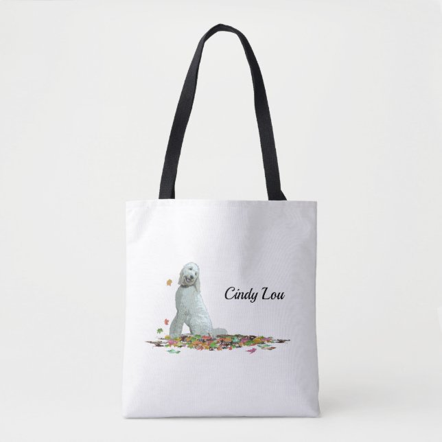 Labradoodle Dog In Leaves Tote Bag (Front)