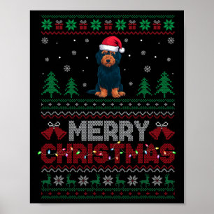 Labradoodle Dog Lovers Santa Hat Christmas Tree Li Poster