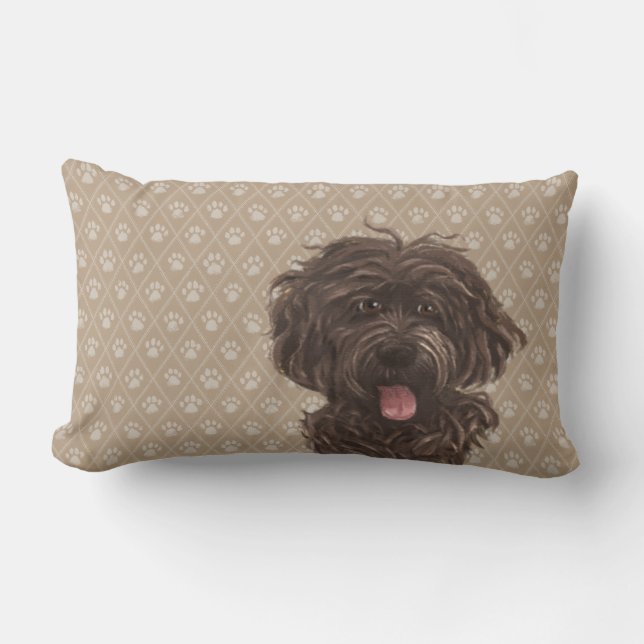 Labradoodle Dog Lumbar Pillow (Front)