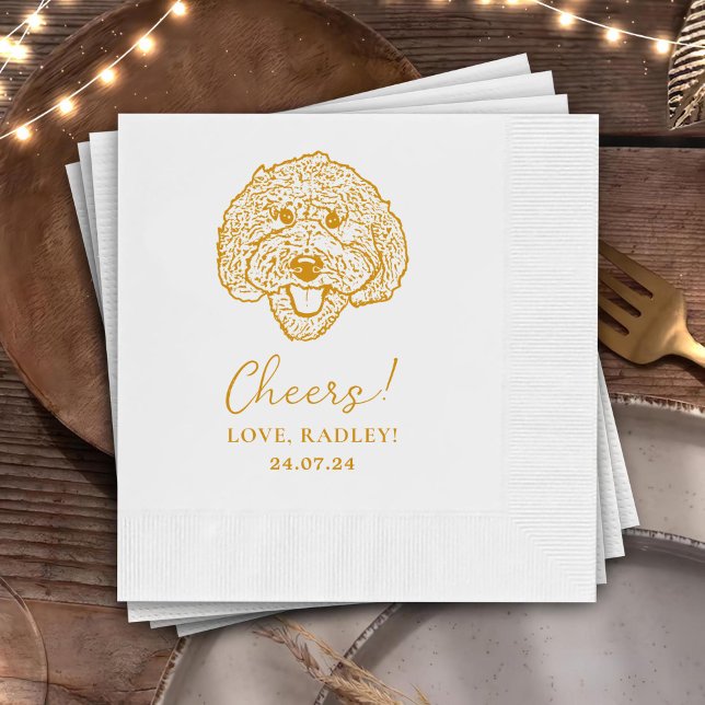 Labradoodle Dog Personalised Cheers Napkins (Creator Uploaded)