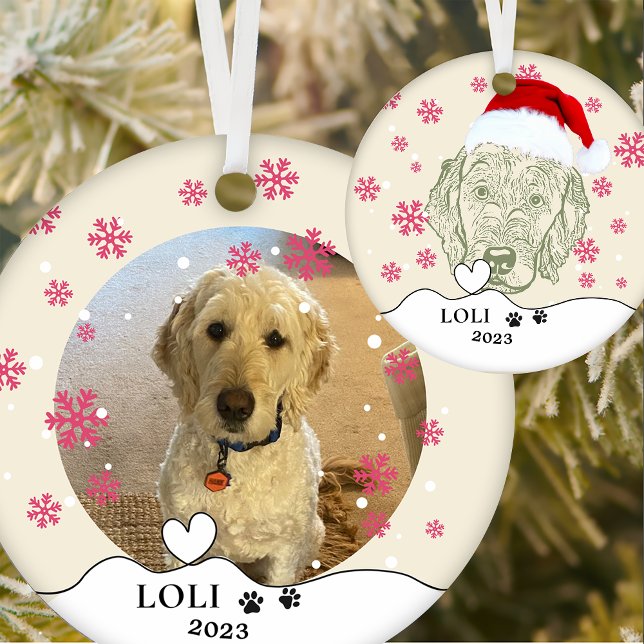 Labradoodle Dog Personalised Hand Drawing Ceramic Tree Decoration (Creator Uploaded)