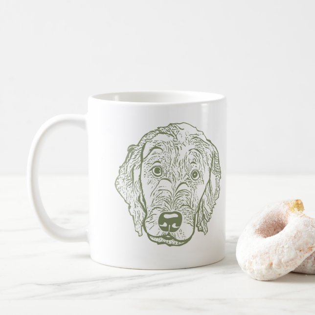 Labradoodle Dog Personalised Hand Drawing Coffee Mug (With Donut)