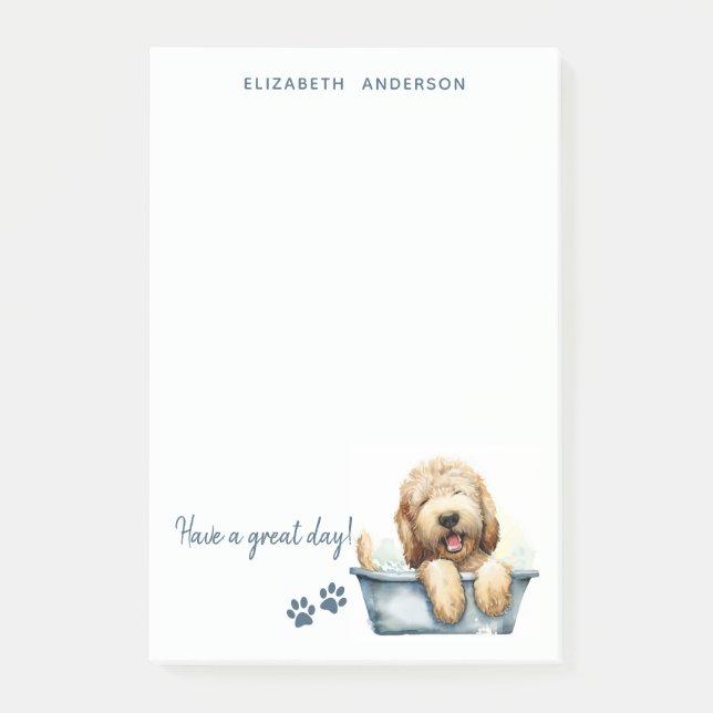 Labradoodle Dog Personalised Post-it Notes (Front)