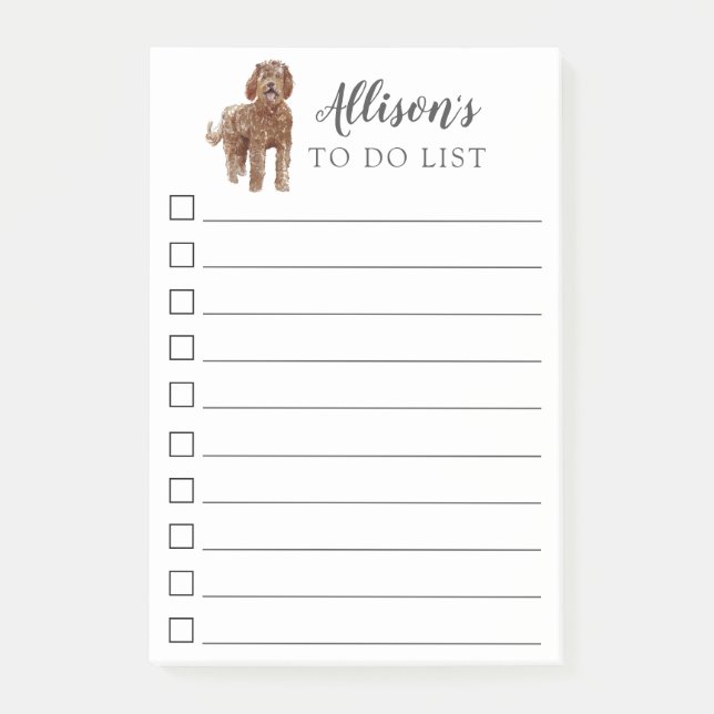 Labradoodle Dog Personalised To Do List Post-it Notes (Front)