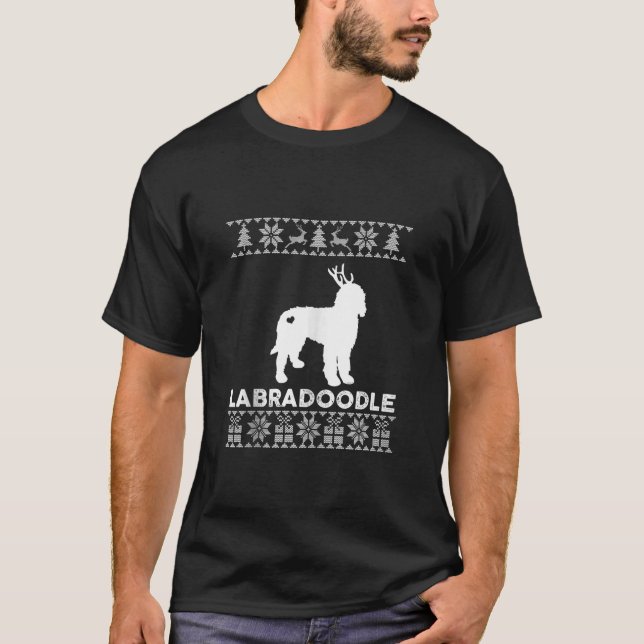 Labradoodle Dog Pet Lover Reindeer Ugly Christmas  T-Shirt (Front)