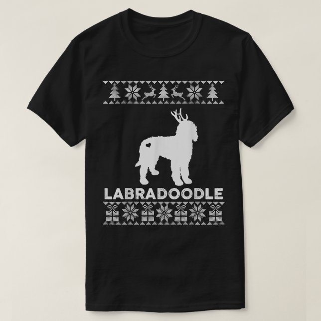 Labradoodle Dog Pet Lover Reindeer Ugly Christmas  T-Shirt (Design Front)