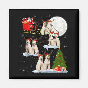 Labradoodle Dog Santa Sleigh Flying Funny Magical  Magnet