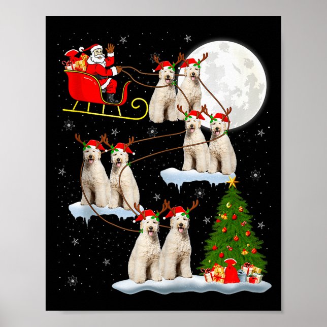 Labradoodle Dog Santa Sleigh Flying Funny Magical  Poster (Front)
