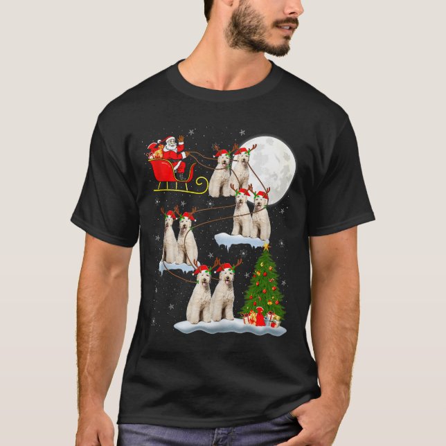 Labradoodle Dog Santa Sleigh Flying Funny Magical  T-Shirt (Front)