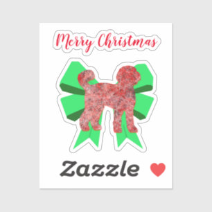 Labradoodle Dog Silhouette Green Bow Christmas