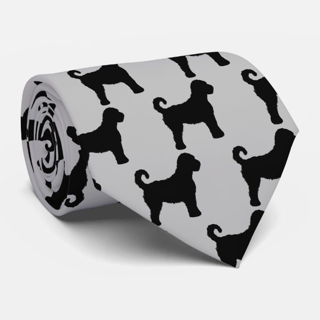 Labradoodle Dog Silhouette Tie (Rolled)
