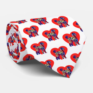 Labradoodle Dog Silhouette Valentines Day White Tie