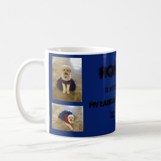Labradoodle Dog With Custom Dress Customise Option Coffee Mug (Left)