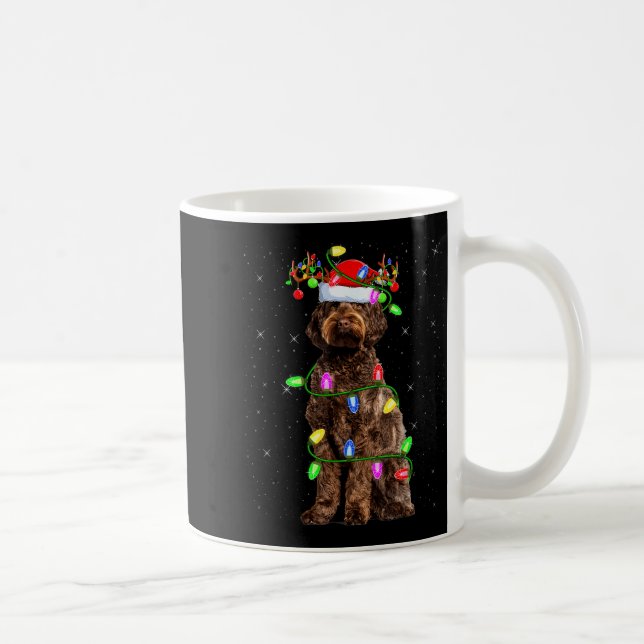 Labradoodle Dog Xmas Lighting Santa Labradoodle Ch Coffee Mug (Right)