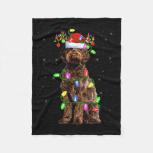 Labradoodle Dog Xmas Lighting Santa Labradoodle Ch Fleece Blanket
