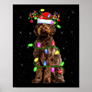 Labradoodle Dog Xmas Lighting Santa Labradoodle Ch Poster