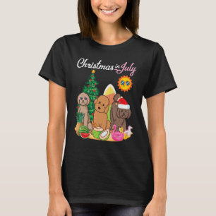 Labradoodle Dogs Merry Christmas In July Day Mothe T-Shirt