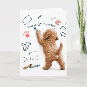Labradoodle Doodling for a 95th Birthday Card