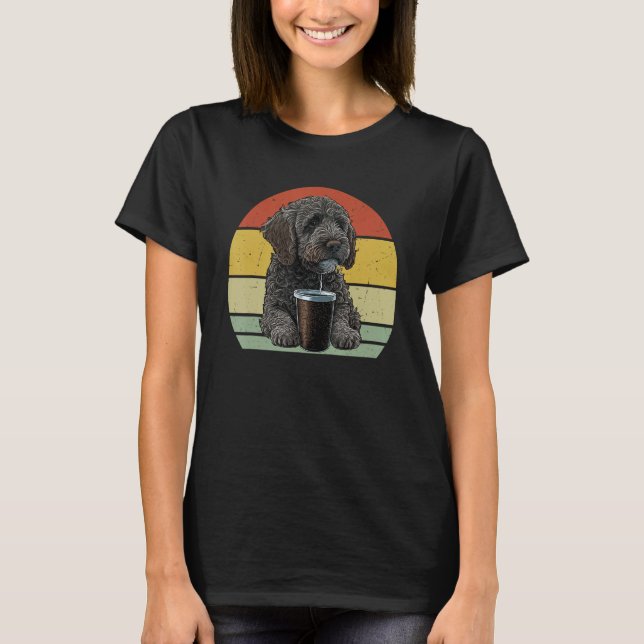 Labradoodle Drinking Coffee  Labradoodle Dog And C T-Shirt (Front)