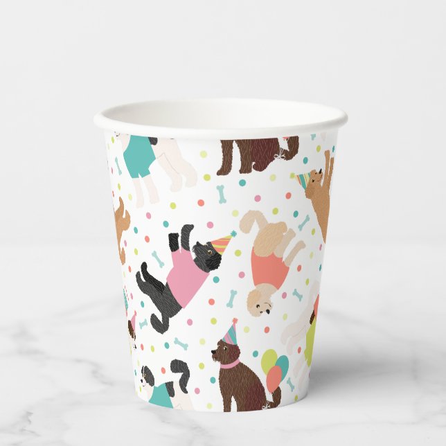 Labradoodle / Goldendoodle Birthday Party Paper Cups (Front)