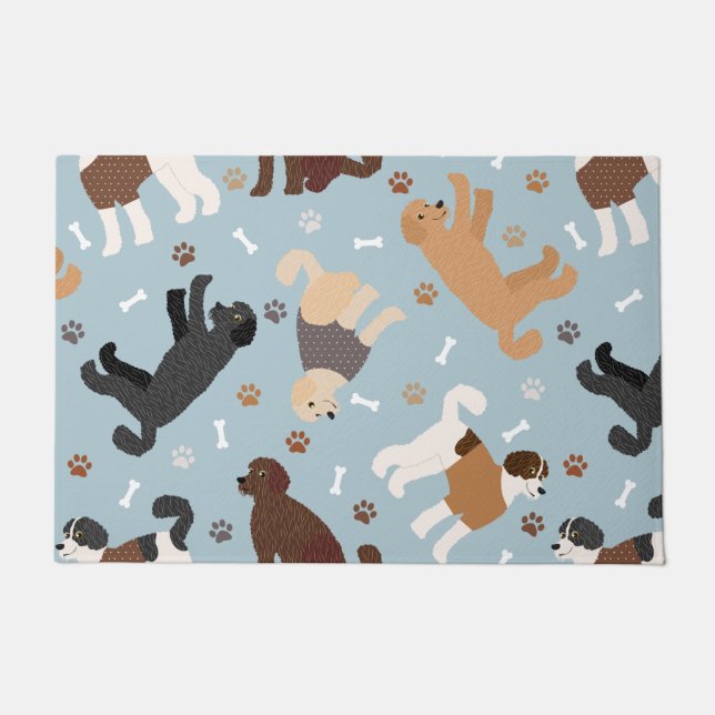 Labradoodle / Goldendoodle Bones and Paws Doormat (Front)