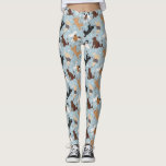 Labradoodle / Goldendoodle Bones and Paws Leggings<br><div class="desc">Cute Labradoodle / Goldendoodle dogs sit and stand and rollover with cream,  apricot,  chocolate,  black and parti coats with scattered dog bones and pawprints pattern.</div>