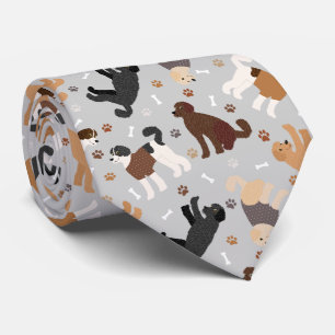 Labradoodle / Goldendoodle Bones and Paws Neck Tie