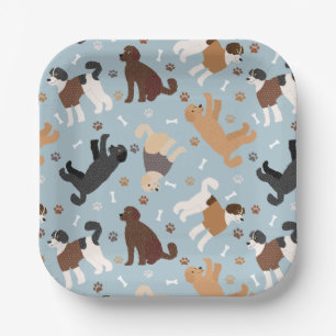 Labradoodle / Goldendoodle Bones and Paws Paper Plate
