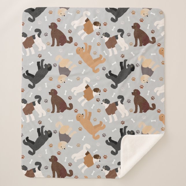 Labradoodle / Goldendoodle Bones and Paws Sherpa B Sherpa Blanket (Front)